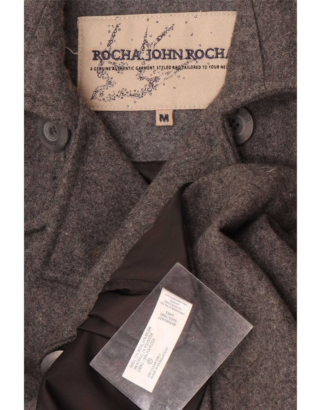 John Rocha Caban Homme UK 38 Laine Gris Moyen