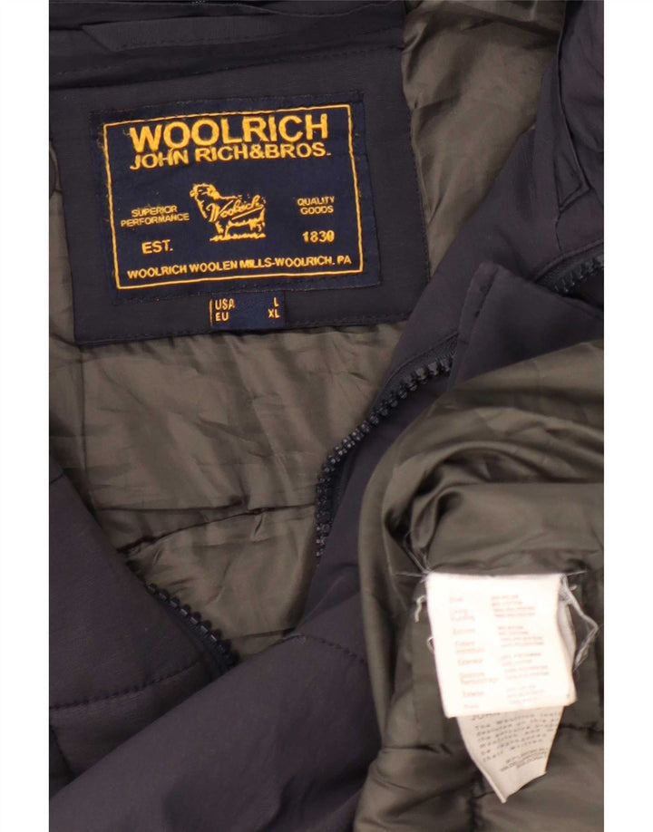 Woolrich Veste matelassée à capuche pour homme UK 40 Large Bleu Marine Nylon
