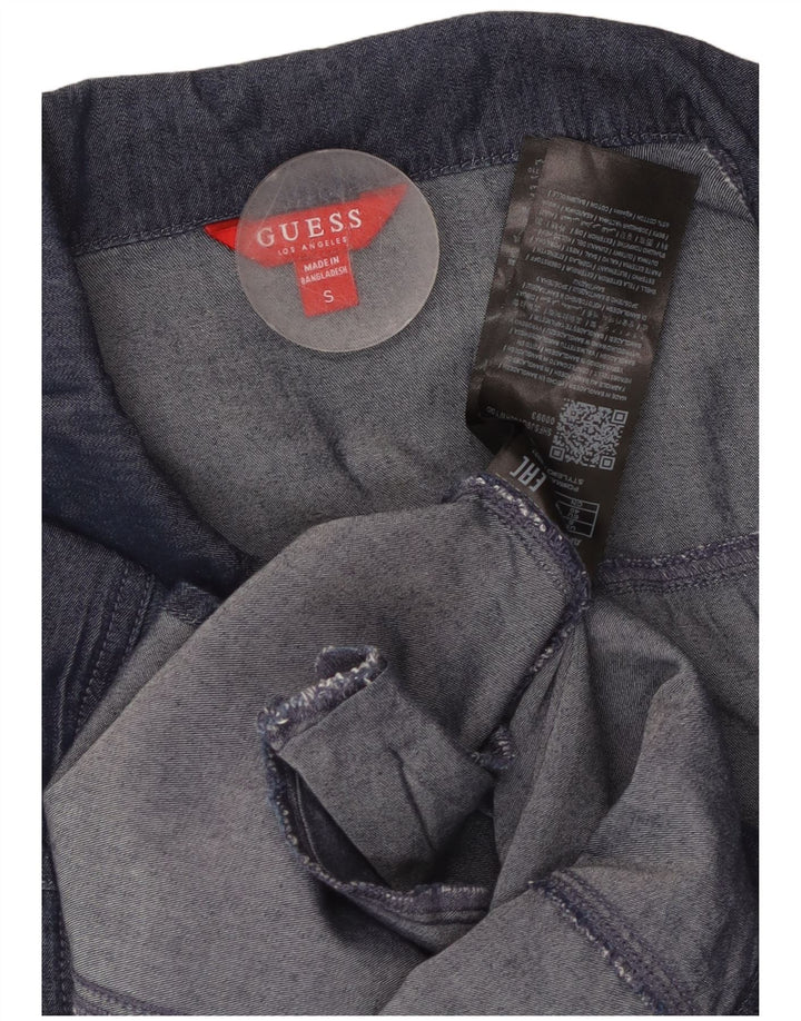 GUESS Robe chemise en jean à manches 3/4 pour femme UK 10 Small Bleu marine en coton
