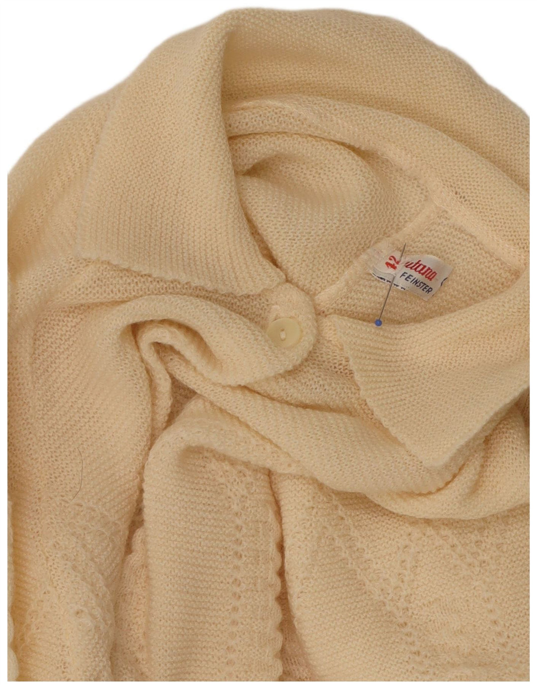 VINTAGE Femme Crop Cardigan Pull IT 42 Laine Mérinos Jaune Moyen