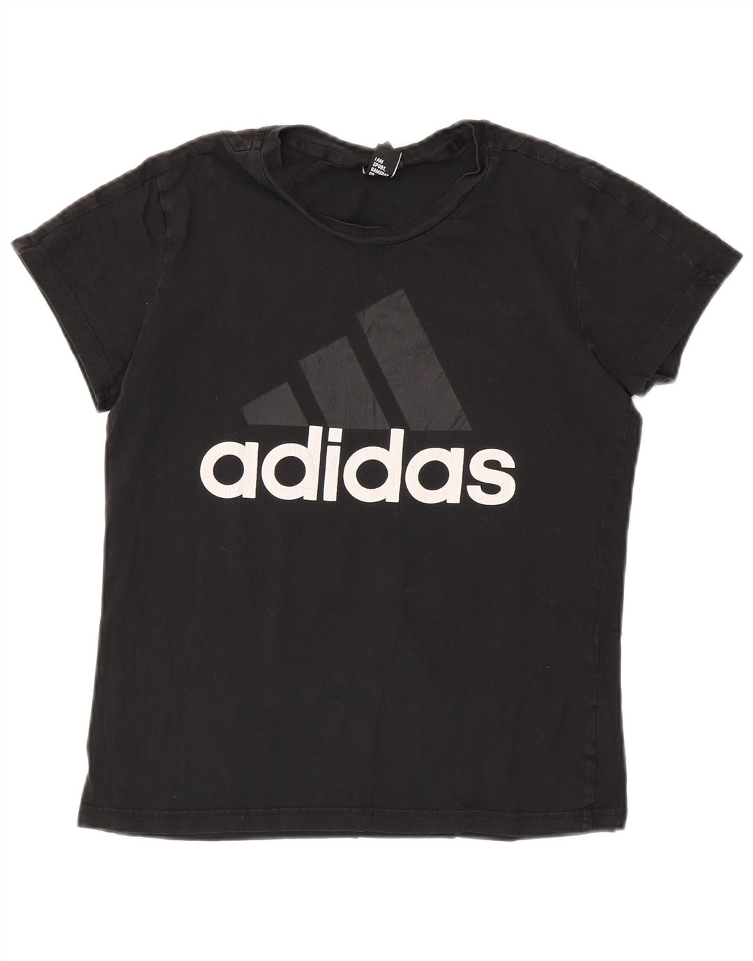 Adidas T-shirt graphique pour femme UK 12 en coton noir moyen