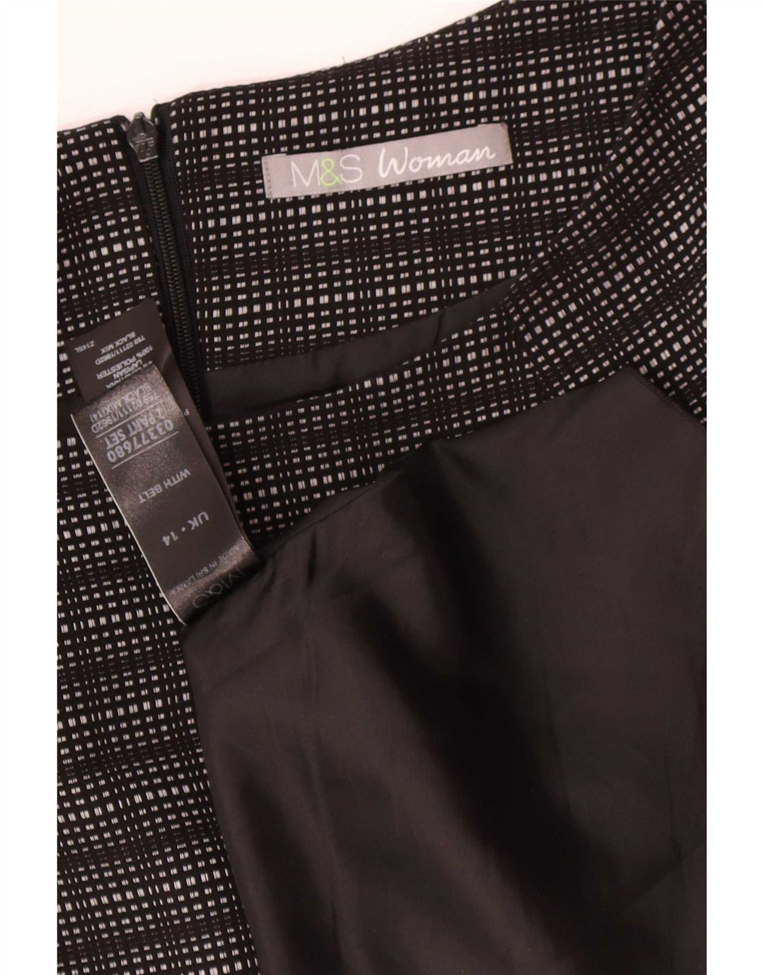 Marks & Spencer Robe fourreau pour femme UK 44 Medium Black Check Polyester