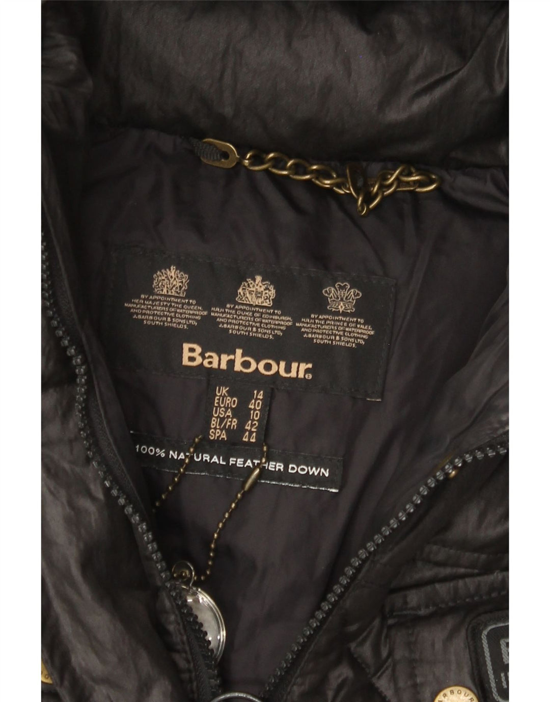 BARBOUR Veste matelassée à capuche pour femme UK 14 Large Noir