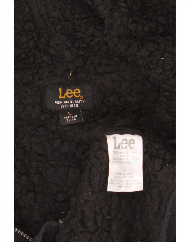 Lee Pull à capuche zippé pour femme UK 14 Large Noir Coton