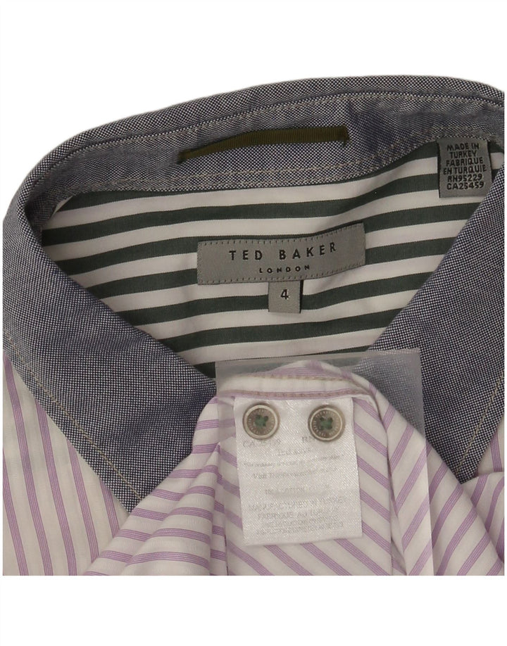 Ted Baker Chemise homme Taille 4 Grand coton à fines rayures violet