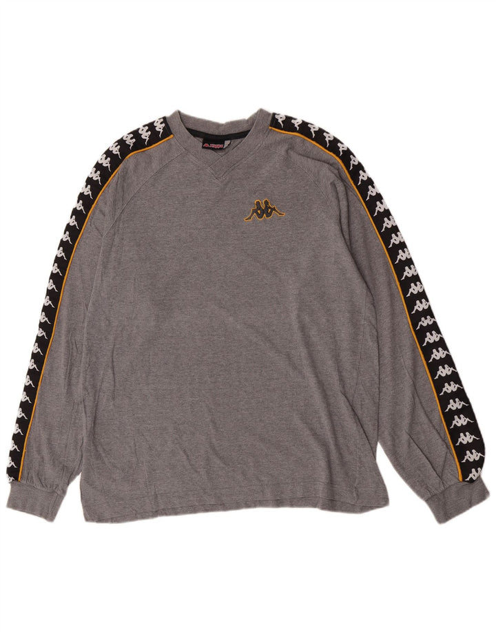 Kappa Haut graphique à manches longues pour homme en coton color block Gris Taille L