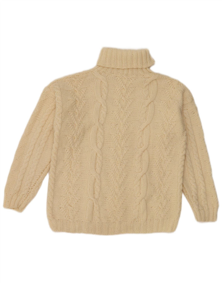 vintage Femmes Roll Neck Jumper Pull UK 12 Moyen Off White