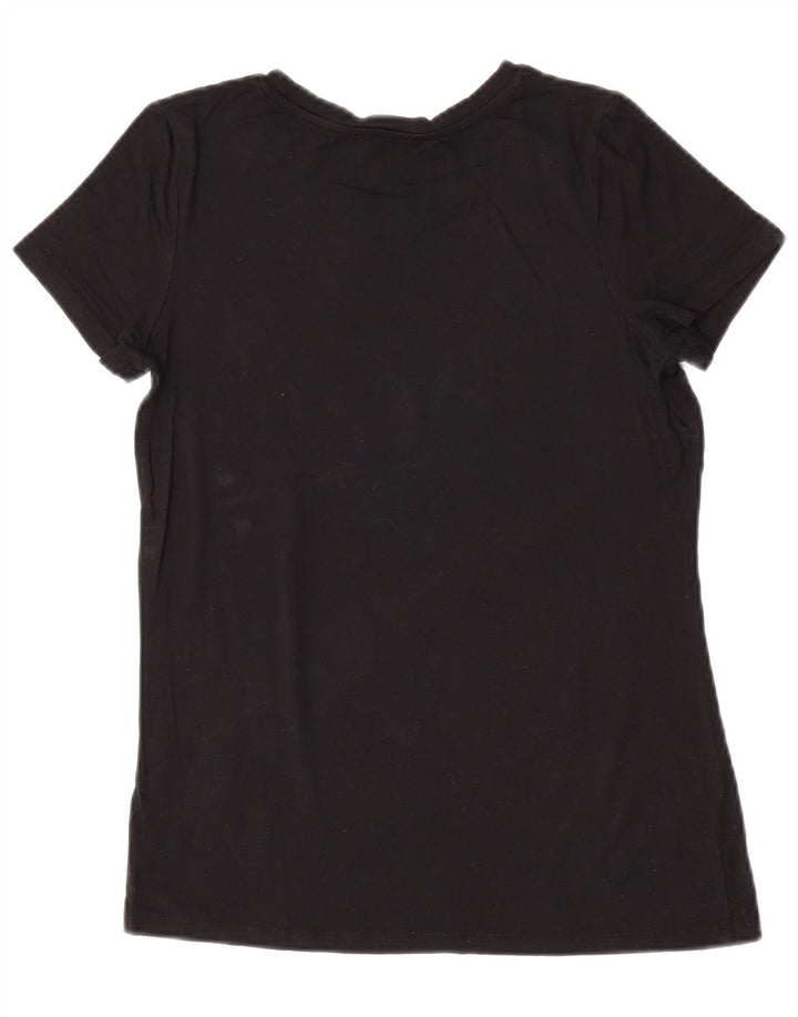 Liu Jo T-Shirt Graphique Femme UK 12 Medium Noir Viscose