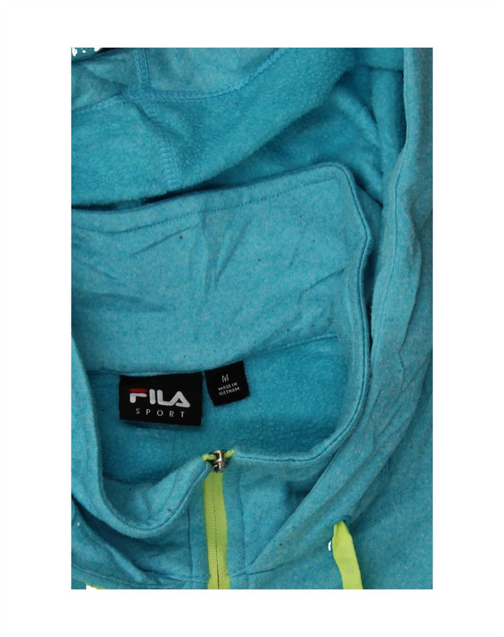 FILA Womens Zip Neck Hoodie Jumper UK 12 Medium Blue Polyester Vintage Fila and Second-Hand Fila from Messina Hembry 