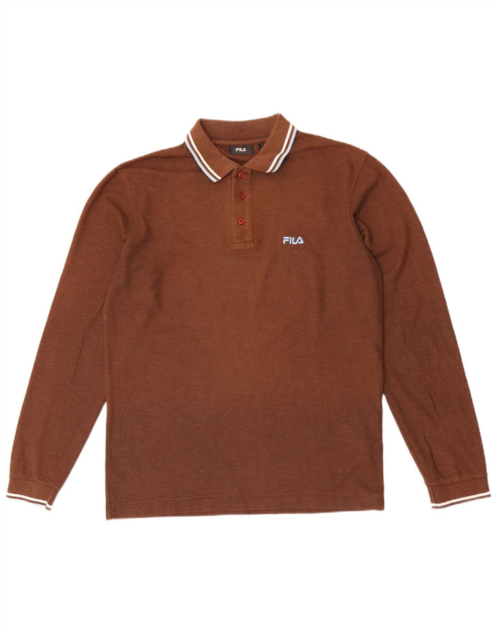 Fila Polo à Manches Longues Homme Marron Moyen Coton