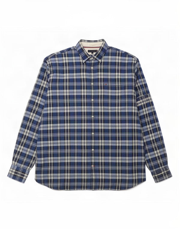 Tommy Hilfiger Chemise haute pour homme 4XL en coton à carreaux bleu marine