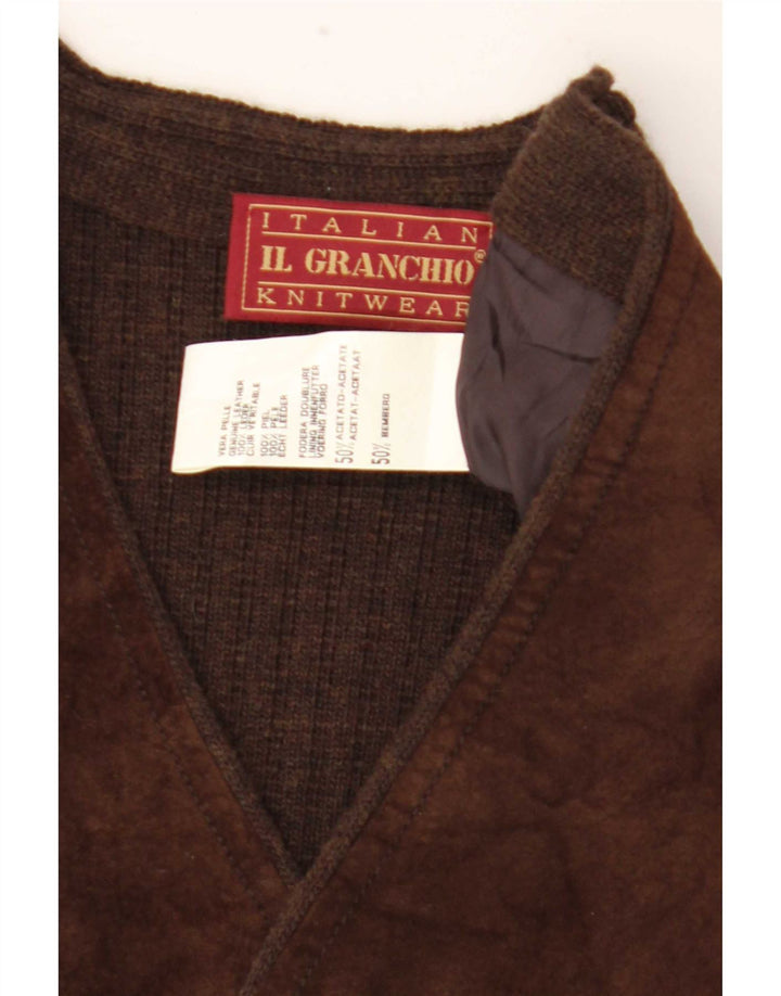Il Granchio Gilet En Daim Homme Cuir Marron Moyen