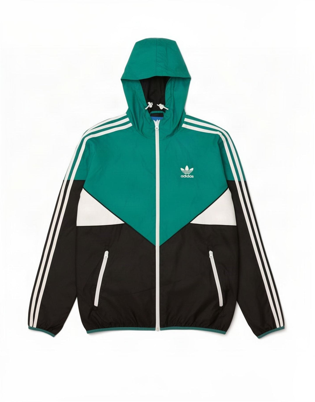 Adidas Veste de pluie à capuche pour homme UK 36 Petit Vert Colorblock Polyester