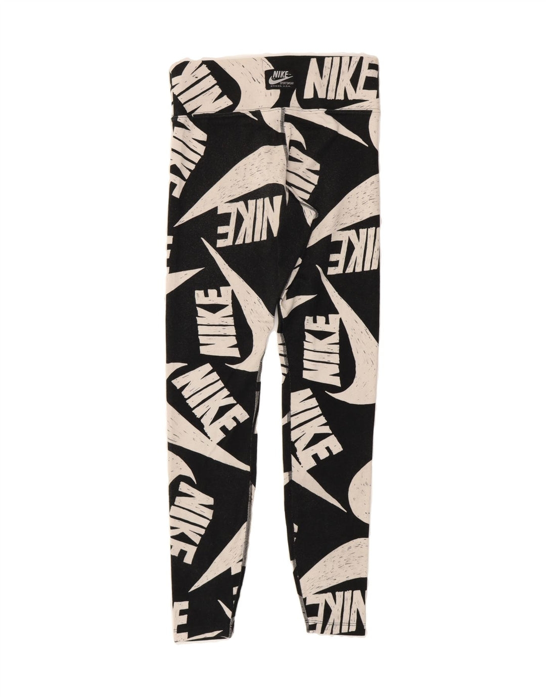 NIKE Womens Graphic Leggings UK 10 Small  Black Cotton Vintage Nike and Second-Hand Nike from Messina Hembry 
