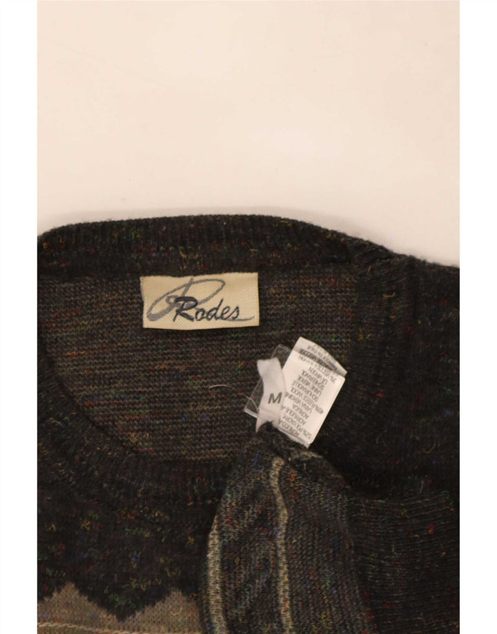 Rodes Pull Col Rond Homme Gris Moyen Acrylique Géométrique
