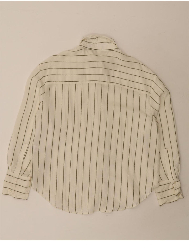 ZARA Chemise surdimensionnée pour femme UK 10 Petit modal rayé blanc
