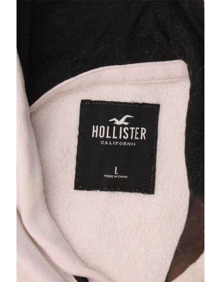 HOLLISTER Pull à capuche graphique pour hommes, grand, en coton color block blanc