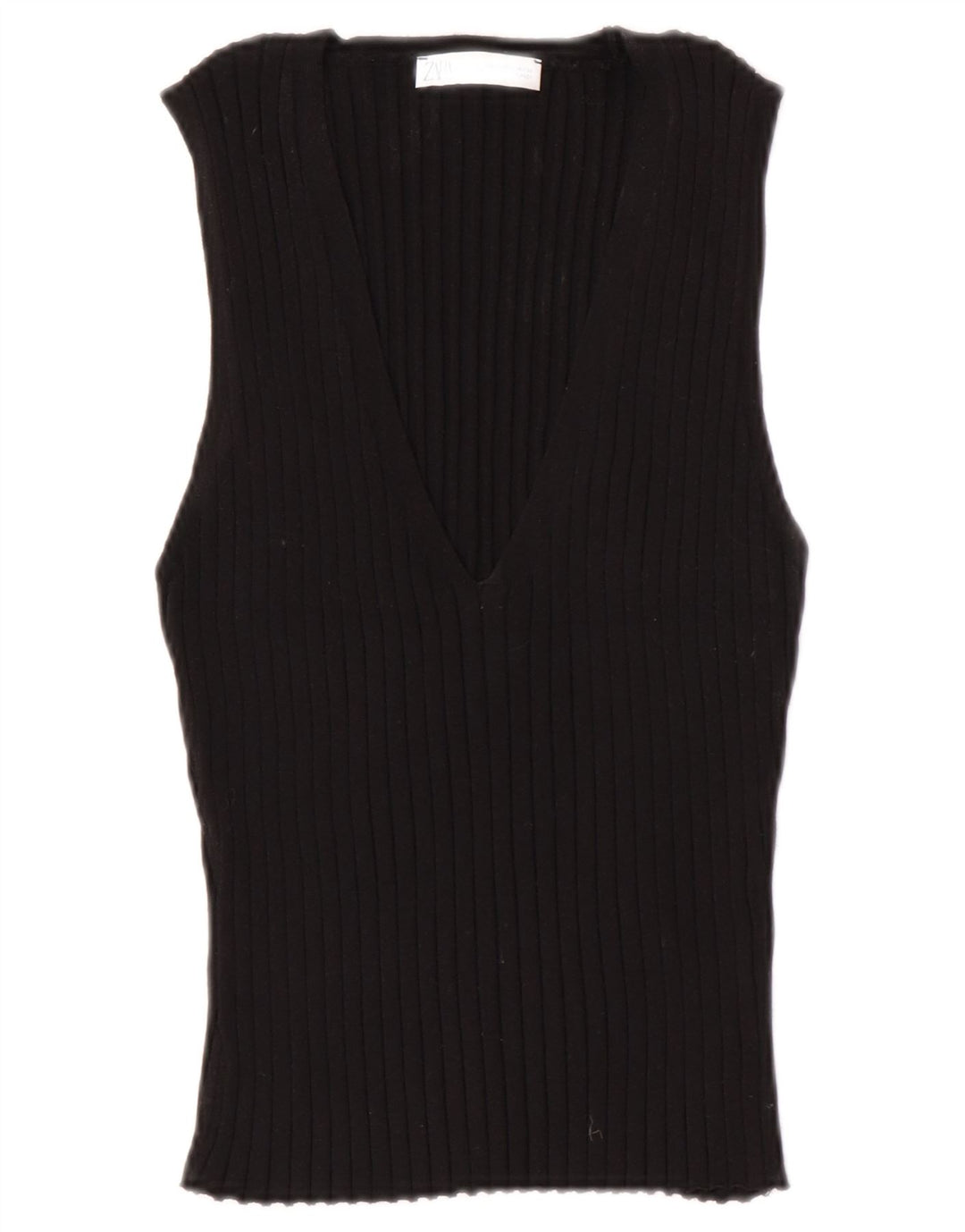 Zara Womens Vest Débardeur UK 14 Grand Noir