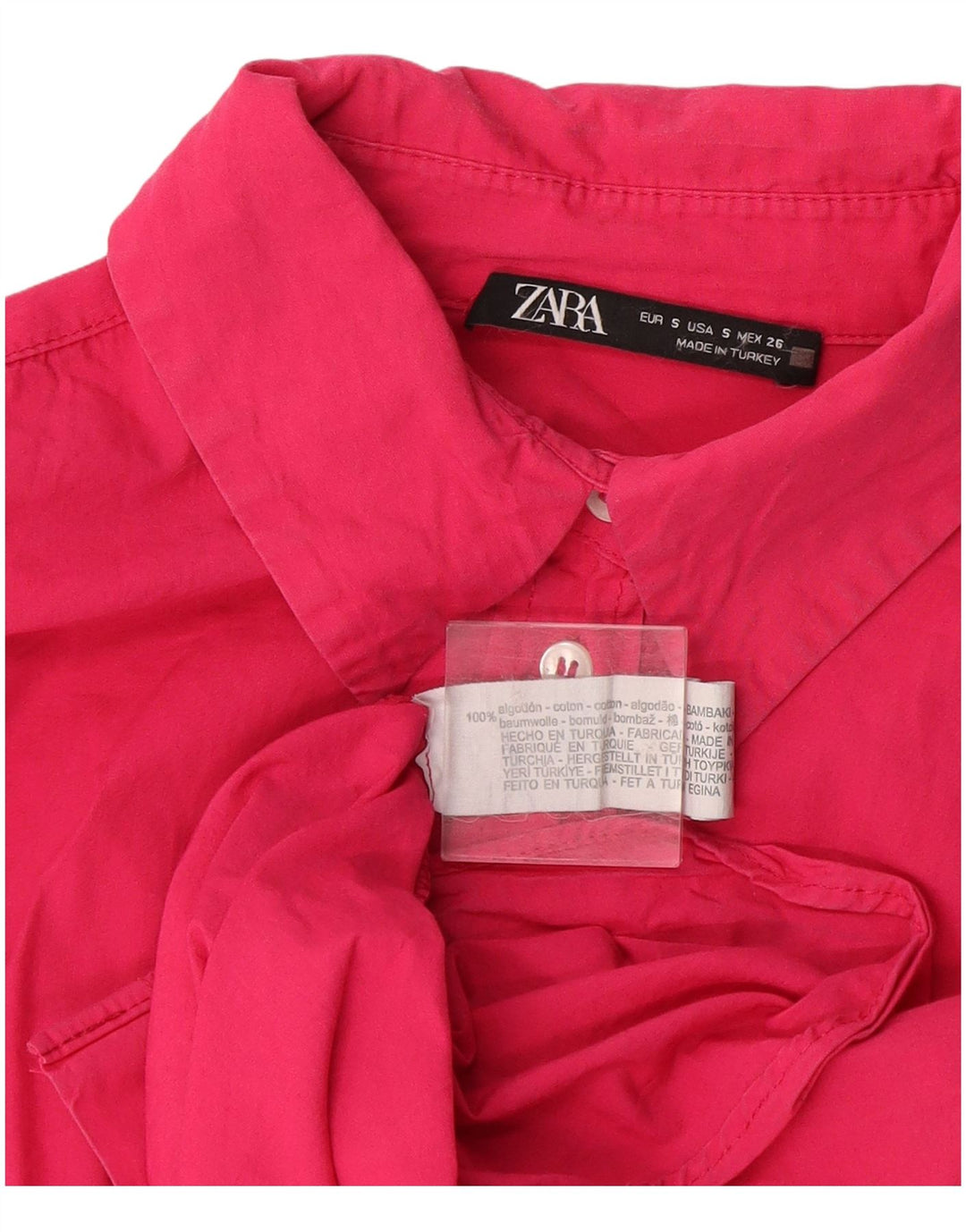 Zara Chemise surdimensionnée pour femme UK 10 Petit coton rose