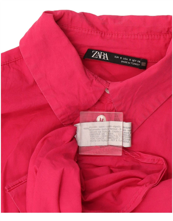 Zara Chemise surdimensionnée pour femme UK 10 Petit coton rose