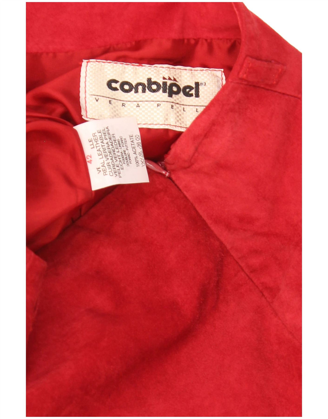 Conbipel Jupe Midi En Daim Femme IT 42 Medium W28 Cuir Rouge