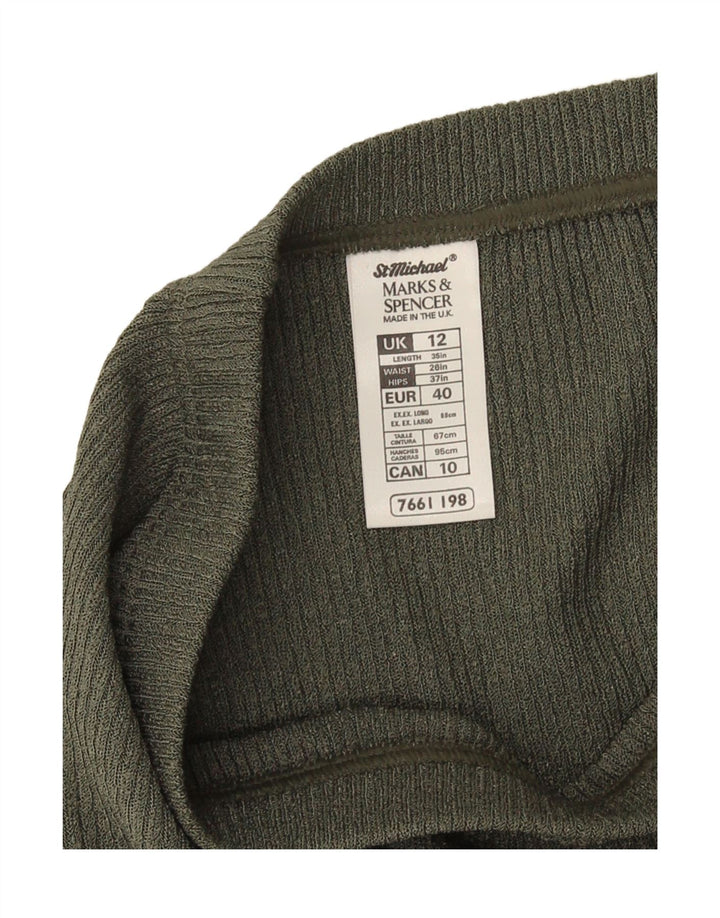 Marks & Spencer Jupe mi-longue en tricot pour femme UK 12 Medium W28 Kaki Polyester