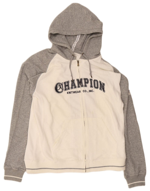Champion Pull à capuche zippé graphique pour homme 2XL en coton color block blanc