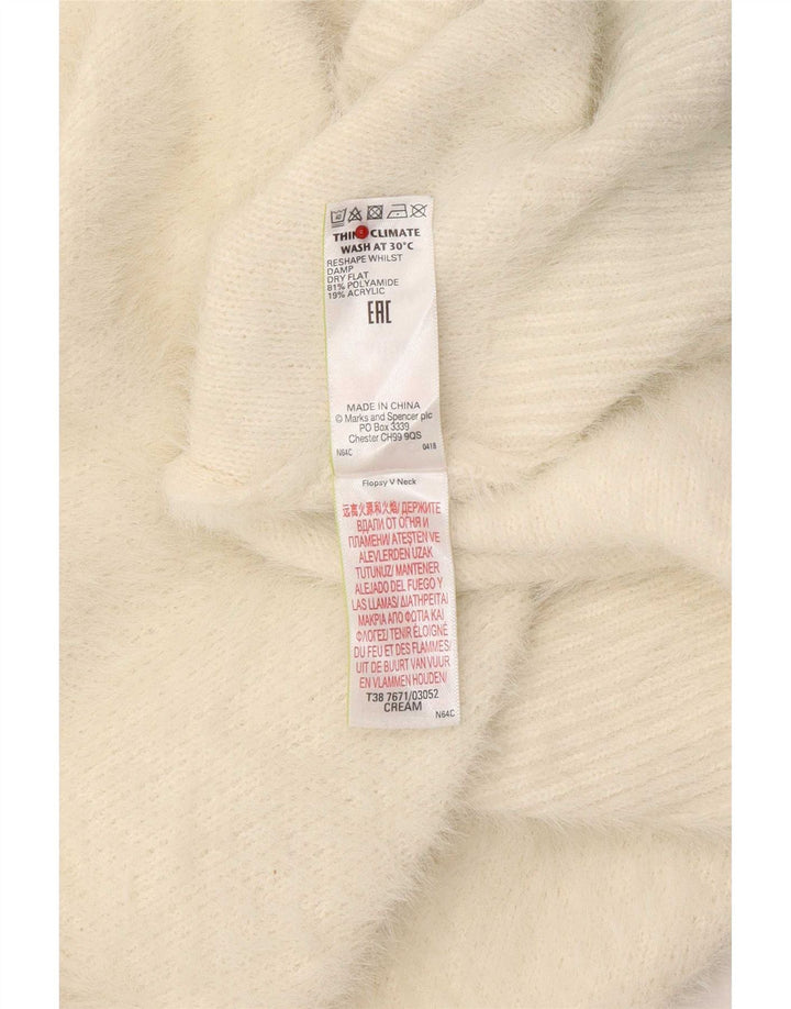 Marks & Spencer Pull col en V pour femme UK 16 Large Blanc cassé
