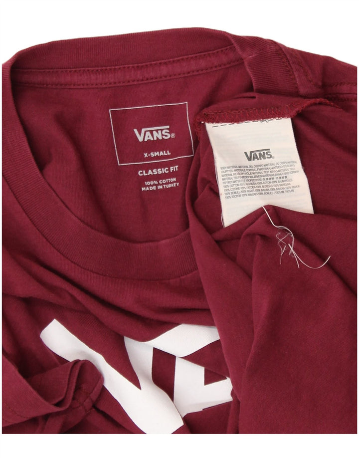 VANS T-shirt graphique coupe classique pour femme UK 6 XS en coton bordeaux