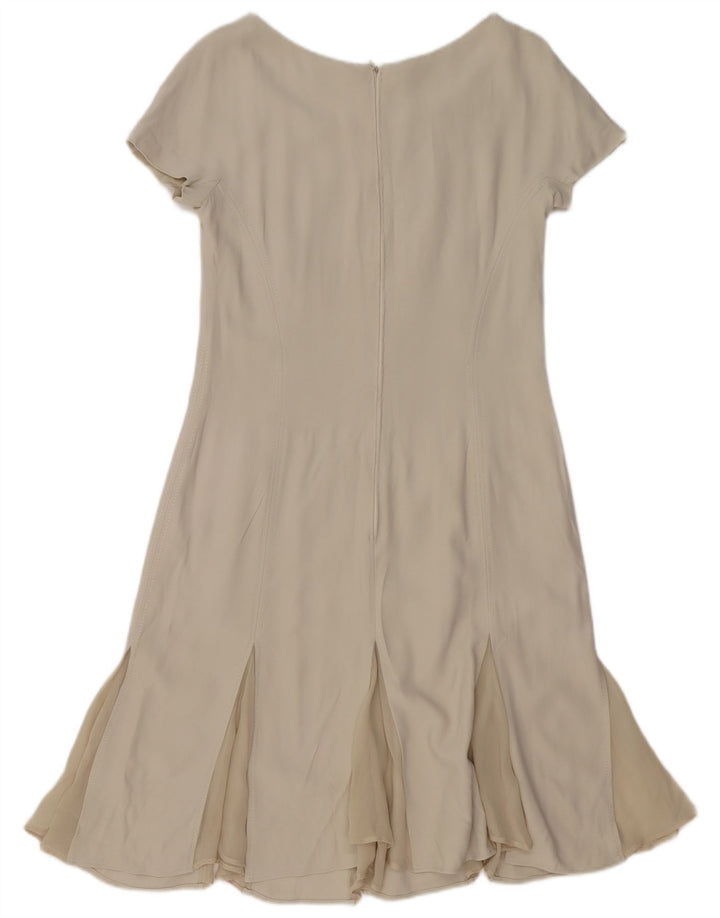 VINTAGE Robe A-Line Femme UK 12 Moyen Blanc