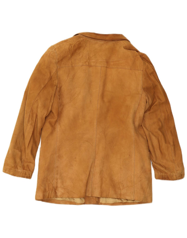 vintage Femmes 2 Bouton Daim Blazer Veste UK 12 Brun Moyen
