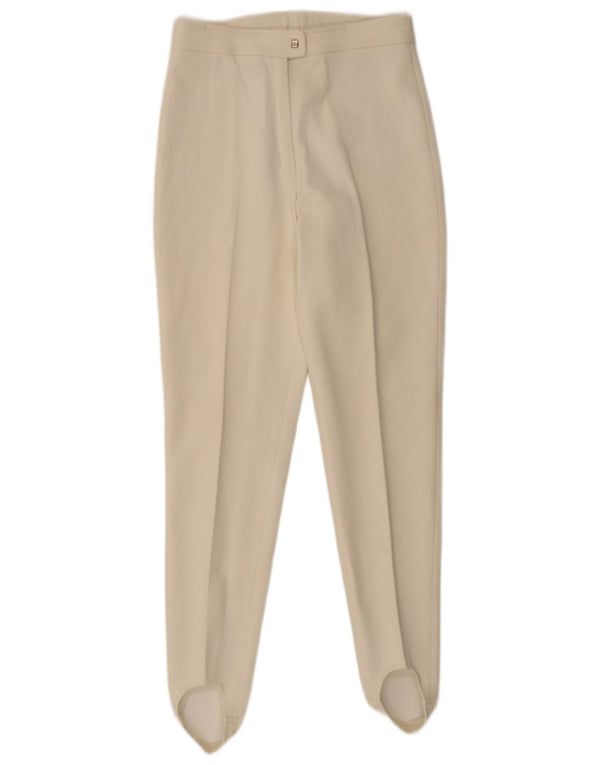 Sergio Tacchini Pantalon de costume slim à étrier pour femme UK 14 Large W28 L30 Blanc