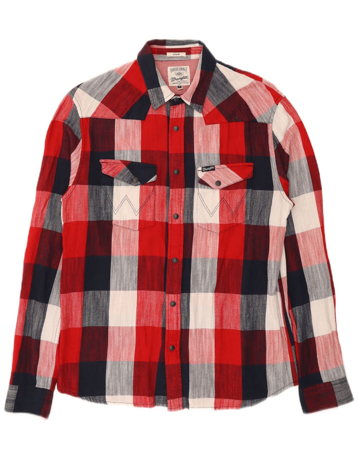 Wrangler Chemise en flanelle coupe régulière pour homme en coton à petits carreaux rouges