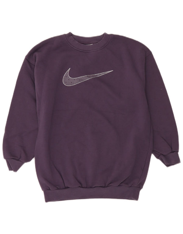 Nike Girls Graphic Sweatshirt Jumper 12-13 Years Large Purple Cotton