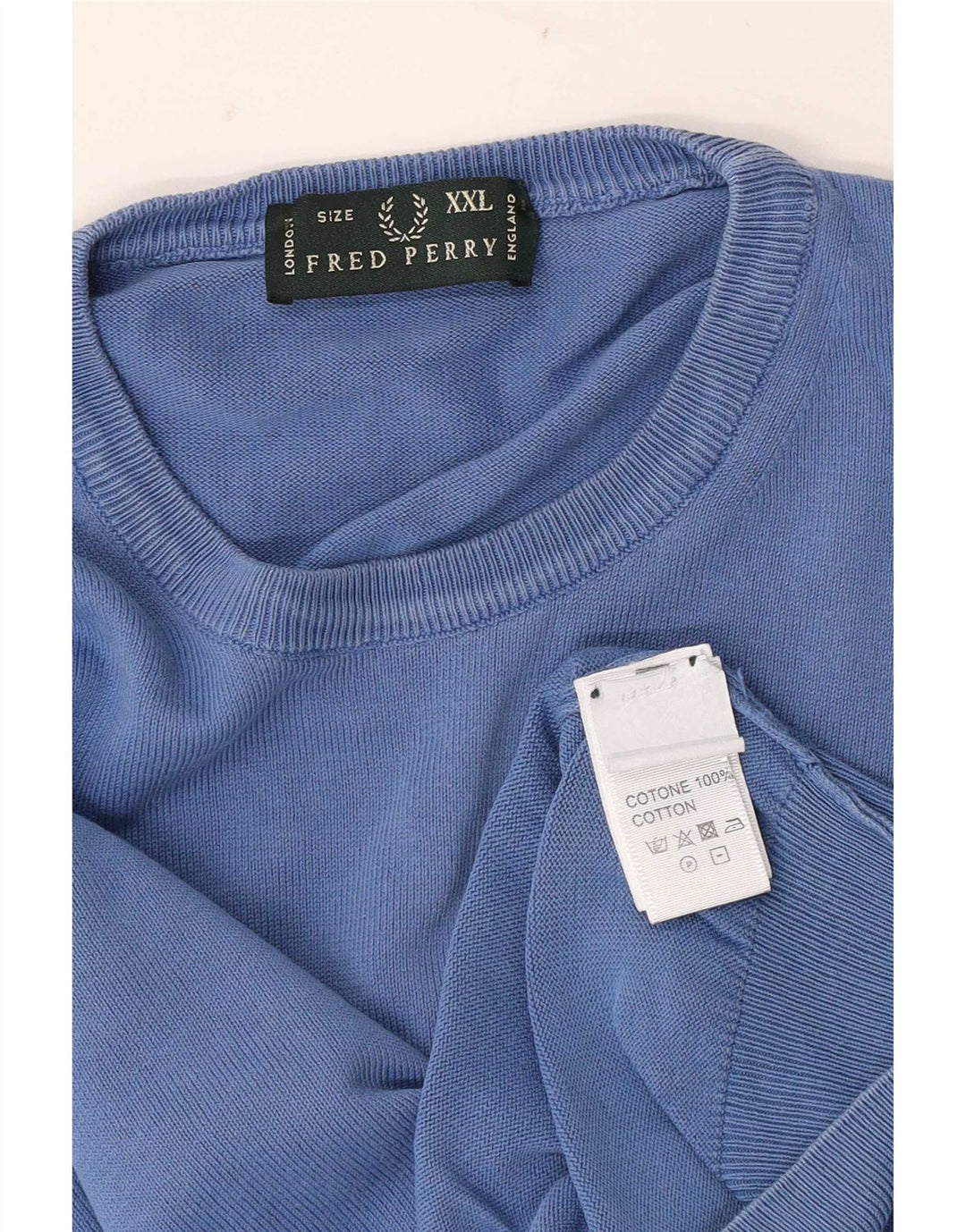 Fred Perry Pull à col rond pour homme 2XL en coton bleu