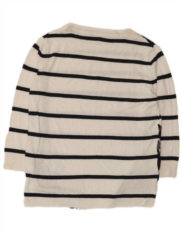 Marks & Spencer Haut à manches 3/4 pour femme UK 8 Petit coton rayé blanc