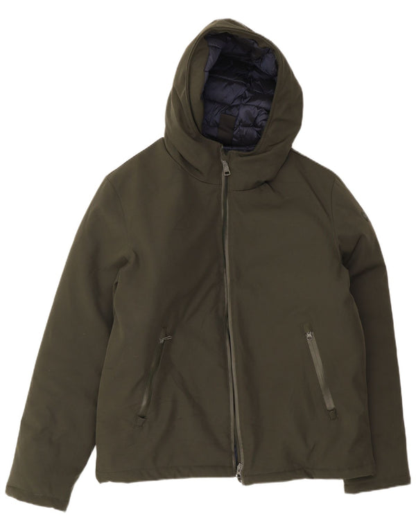 veste rembourrée à capuche vintage pour hommes UK 42 XL Polyester vert