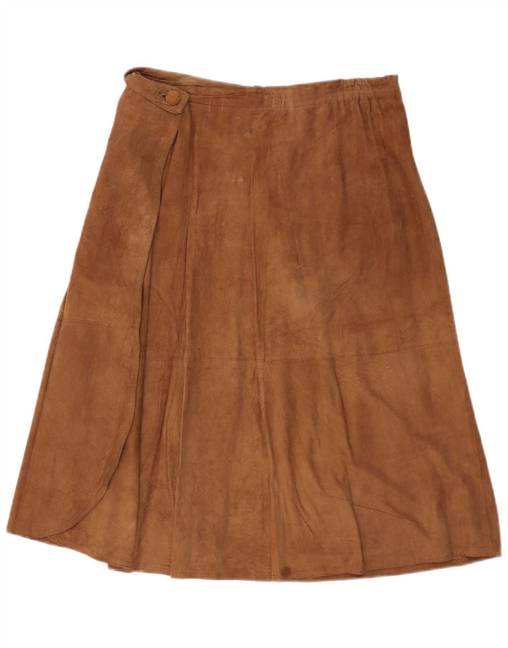 jupe portefeuille en daim femme vintage W30 Brun moyen