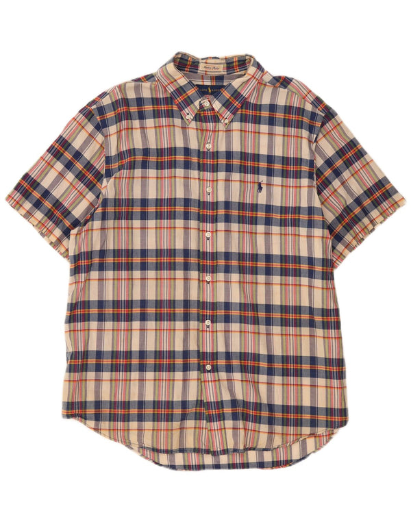 Ralph Lauren Chemise à manches courtes pour homme 2XL en coton à carreaux beige