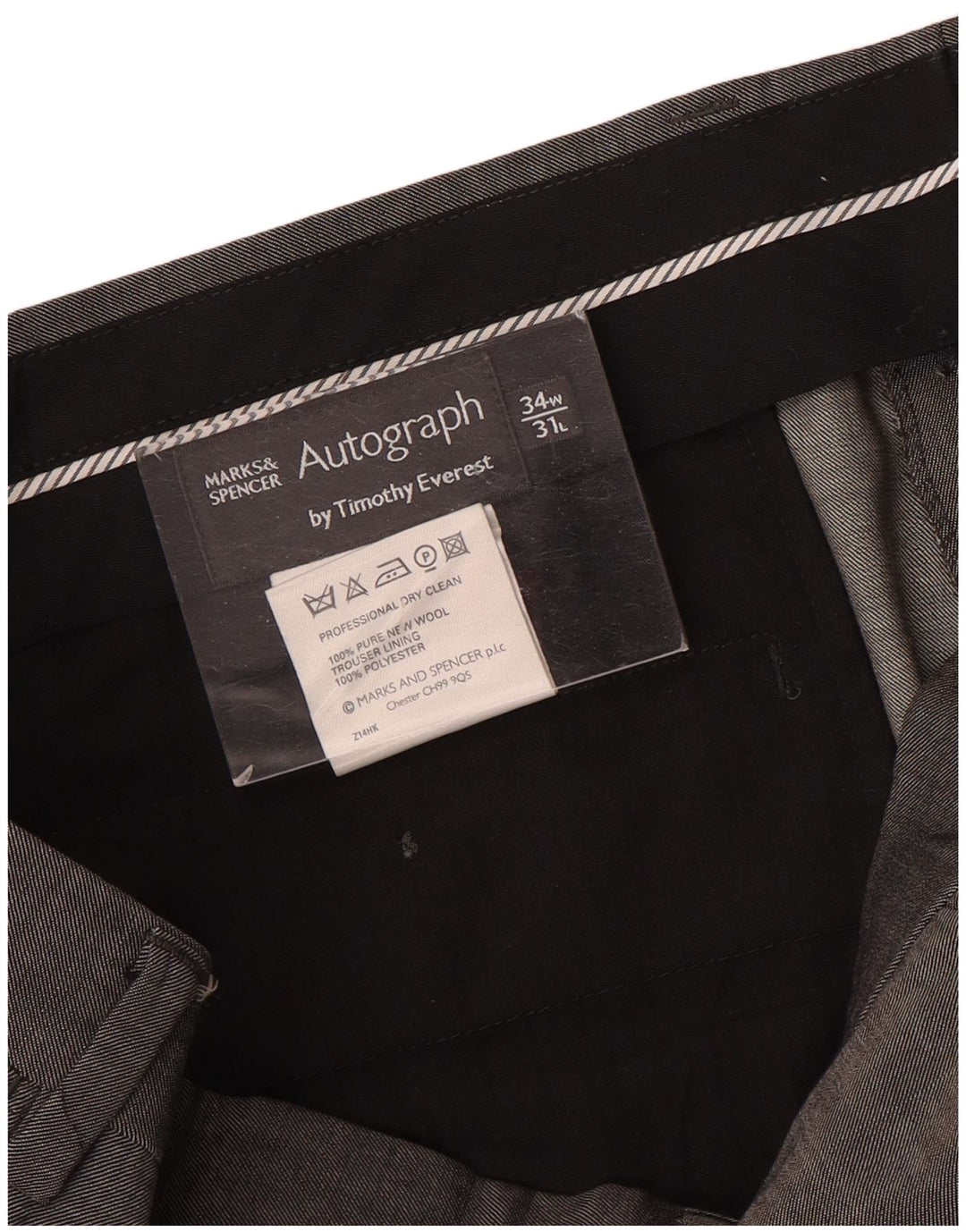 Marks & Spencer Pantalon de costume droit autographe pour homme W34 L31 Gris laine