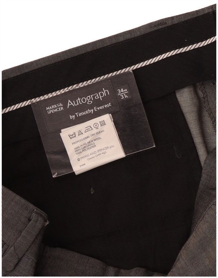 Marks & Spencer Pantalon de costume droit autographe pour homme W34 L31 Gris laine