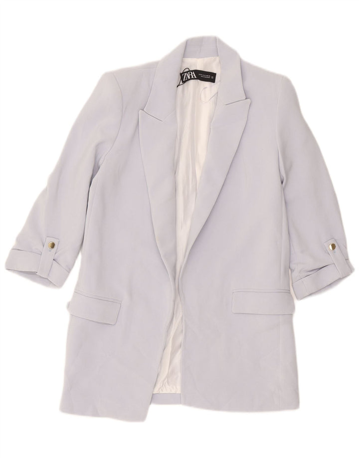 Zara Femme Veste Blazer Coupe Ample Ouverte UK 6 XS Violet Polyester