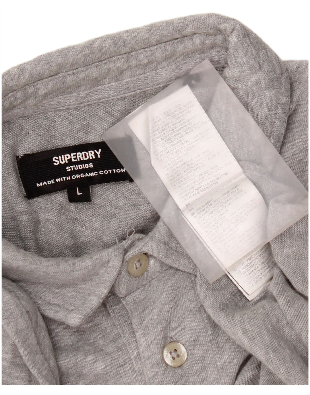 Superdry Polo à Manches Longues Homme Grand Gris Coton