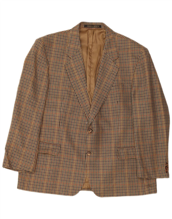 Marks & Spencer Veste blazer à 2 boutons pour homme UK 44 2XL Marron pied-de-poule