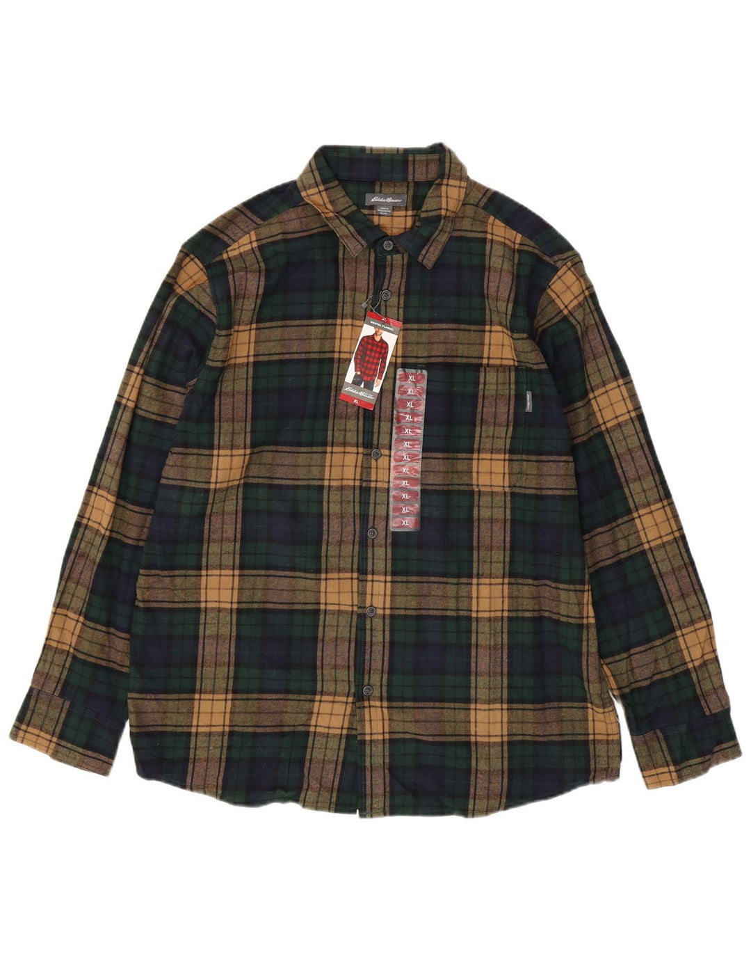 EDDIE BAUER Chemise en flanelle pour homme XL en coton à carreaux verts