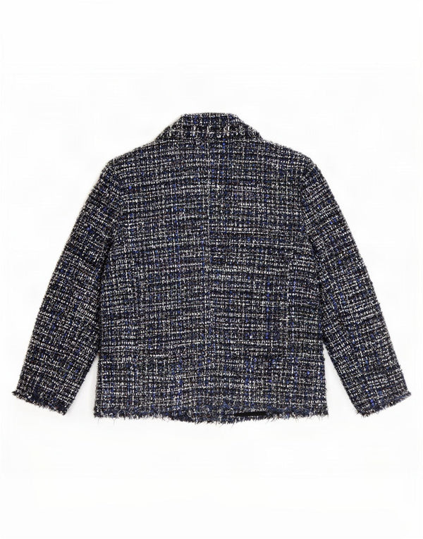 Zara Veste Blazer 4 Boutons Femme UK 12 Bleu Moyen Moucheté
