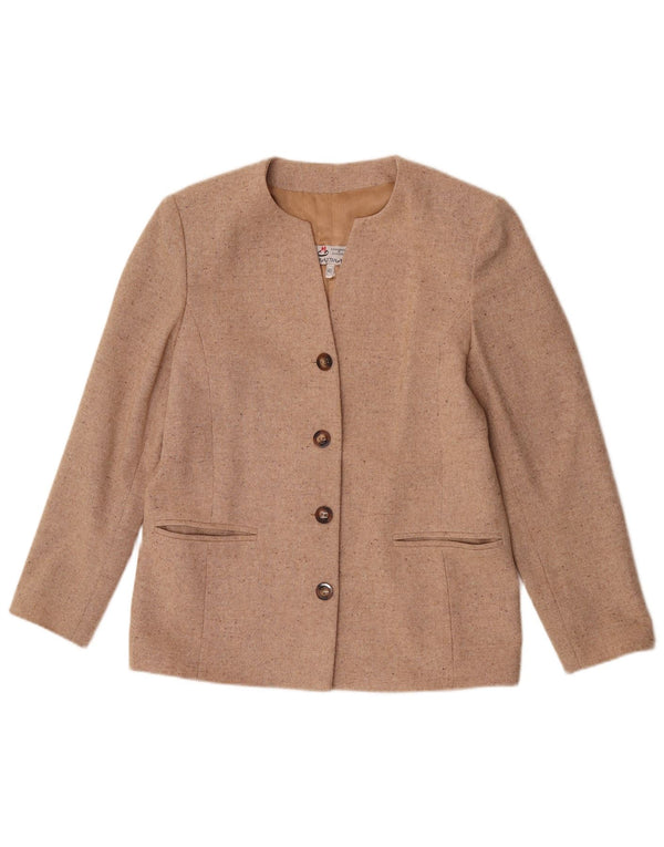 vintage Femme 4 Bouton Blazer Veste IT 46 Grand Beige Moucheté