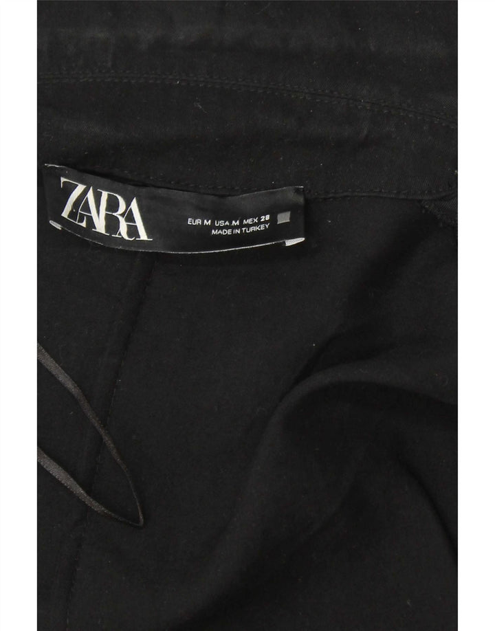 Zara Womens Open Overcoat UK 14 Moyen Noir Lyocell