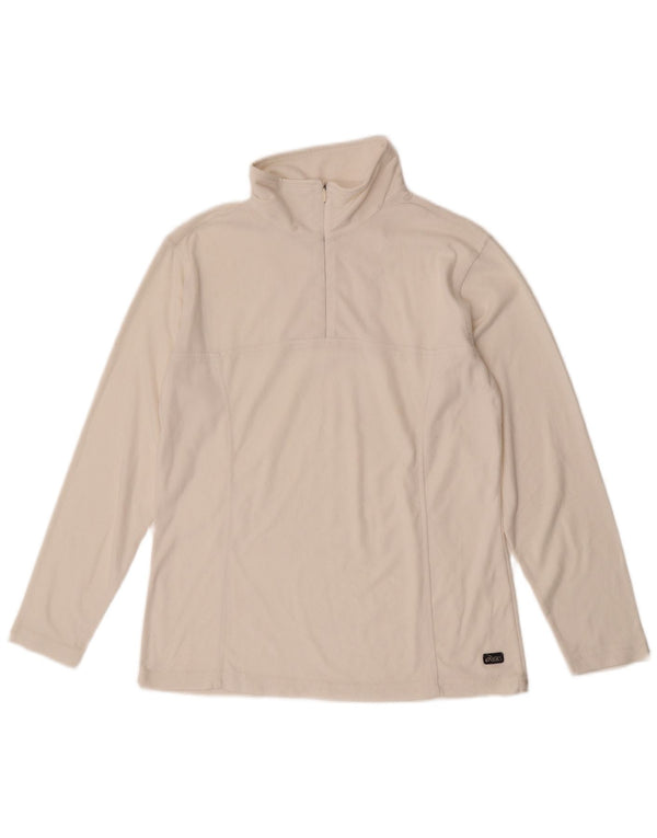 Asics Pull polaire à col zippé pour femme UK 14 Polyester blanc moyen