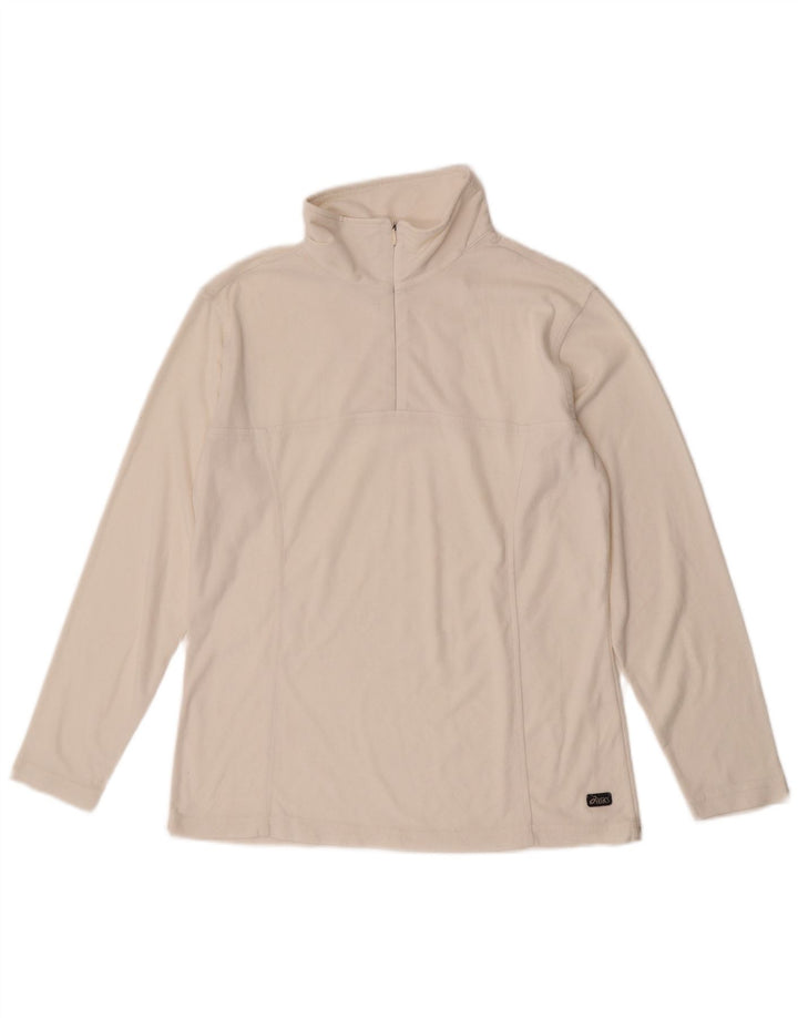 Asics Pull polaire à col zippé pour femme UK 14 Polyester blanc moyen